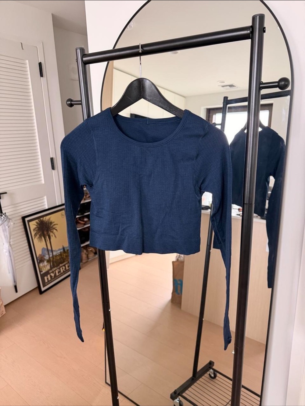 Lululemon Ebb to Street Ribbed Long-Sleeve Ribbed Crop Top - Navy Size 6